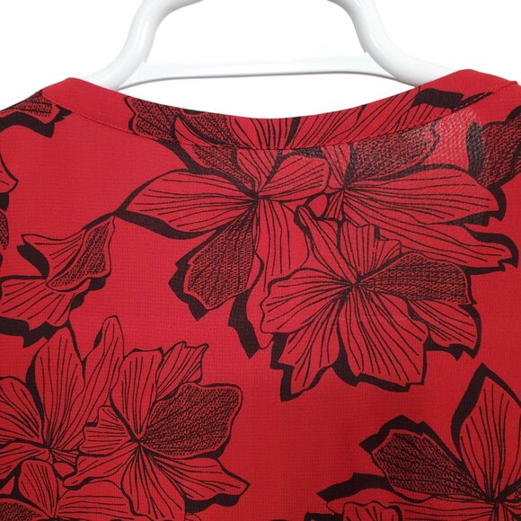 Coldwater Creek 2X Blouse Floral Print Chiffon Button Down Banded Collar Shirt - Picture 6 of 10